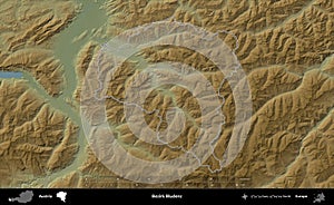 Bezirk Bludenz outlined, Austria. Physical