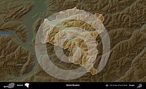 Bezirk Bludenz highlighted, Austria. Physical