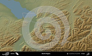 Bezirk Bregenz outlined, Austria. Physical