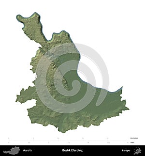 Bezirk Eferding, Austria, isolated on white. Physical