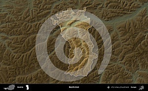 Bezirk Imst highlighted, Austria. Physical