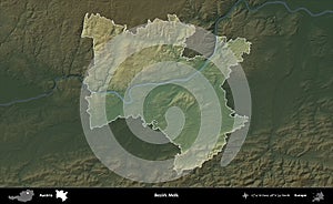 Bezirk Melk highlighted, Austria. Physical