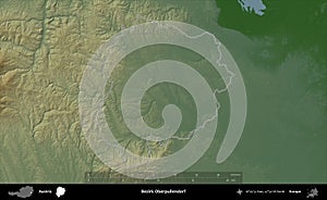 Bezirk Oberpullendorf outlined, Austria. Physical