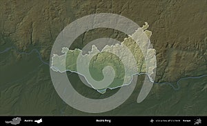 Bezirk Perg highlighted, Austria. Physical