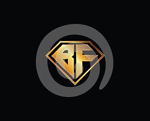 BF diamond shape gold color logo design