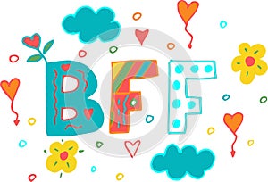 BFF - Best Friends Forever. Colorful illustration