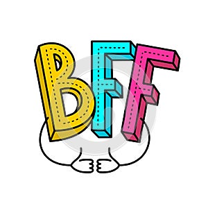 BFF - best friends forever colorful logo. With two like hands with thumbs up. photo