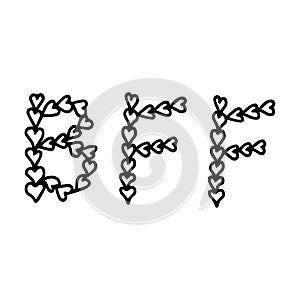 BFF - Best Friends Forever. Hand-drawn lettering. Abbreviation.