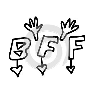 BFF - Best Friends Forever. Hand-drawn lettering. Abbreviation.