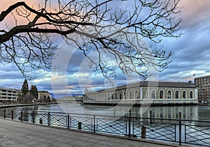 BFM, promenade and Rhone river, Geneva