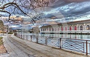 BFM, promenade and Rhone river, Geneva