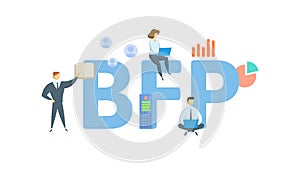 BFP, Bona Fide Purchaser. Concept with keyword, people and icons. Flat vector illustration. Isolated on white.