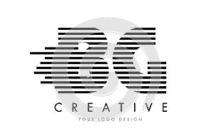 BG B G Zebra Letter Logo Design with Black and White Stripes photo