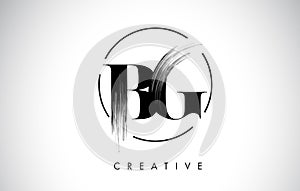 BG Brush Stroke Letter Logo Design. Black Paint Logo Letters Icon photo