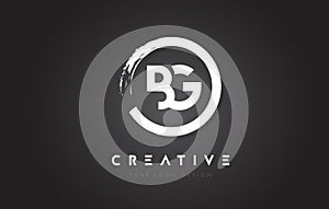 BG Circular Letter Logo with Circle Brush Design and Black Background. photo