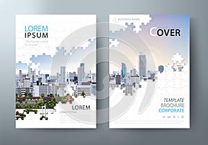 Annual report brochure, flyer design, Leaflet cover presentation abstract flat background, book cover templates, Jigsaw puzzle. photo