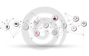 Abstract human head with a line brain network.circle and electricity with blue electronic cycle