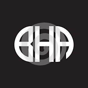 BHA letter logo design on black background. BHA