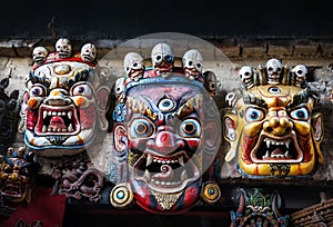 Bhairab masks at Nepal market photo