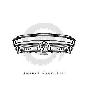 Bharat Mandapam with Nataraj Shiva statue vector icon. A mandapa is a pillared hall for public rituals in Indian architecture