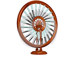 Bhaskara`s wheel. Perpetual motion machine. Perpetuum mobile. Physics.