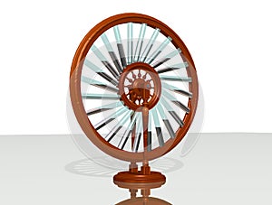 Bhaskara`s wheel. Perpetual motion machine. Perpetuum mobile. Physics.