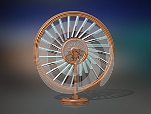 Bhaskara`s wheel. Perpetual motion machine. Perpetuum mobile. Physics.