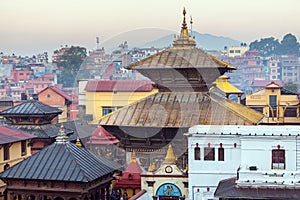 Bhasmeshvar Ghat at Pashupatinath temple and Bagmati River in Kathmandu, Nepal.