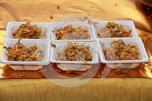 Bhel puri an indian chaat placed in table