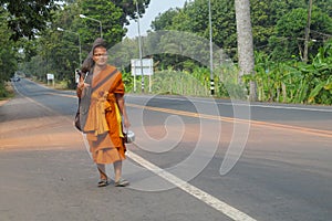 Buddhist monk bhikkhu pilgrim in Thailand