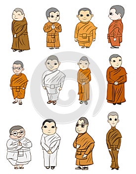 Bhikkhuni outline are fully ordained Buddhist nun, cartoon vector