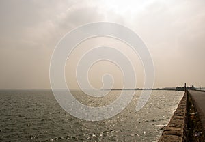 Bhima river with Bhigwan bridge in Maharashtra state of India