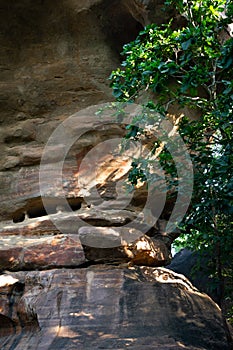 Bhimbetka rock shelters - An archaeological site in central India at Bhojpur Raisen in Madhya Pradesh.