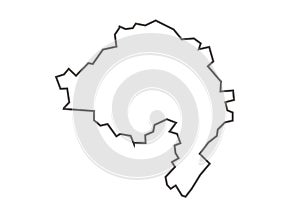 Bhind District of Madhya Pradesh outline map on a white background