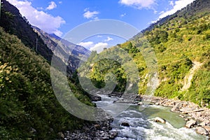 Bhotekoshi River with Beautiful Landscape