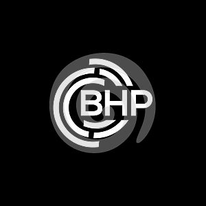 BHP letter logo design on black background. BHP creative initials letter logo concept. BHP letter design