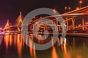 Bhumibol bridge at night