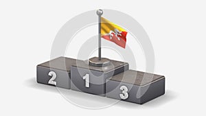 Bhutan 3D waving flag illustration on winner podium.