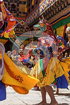 Bhutan Buddhist monk dance at Paro Bhutan Festival