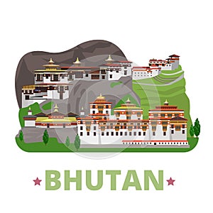 Bhutan country design template Flat cartoon style