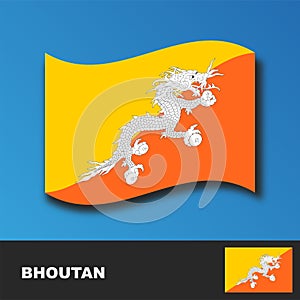 Bhutan Flag distorted by the wind