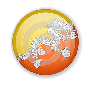 Bhutan flag round bright icon on a white background