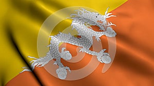 Bhutan Flag. Waving Fabric Satin Texture of Bhutan 3D illustration