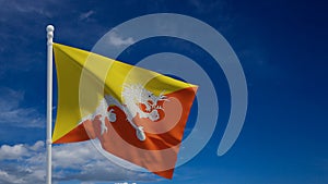 Bhutan flag, waving in the wind - 3d rendering