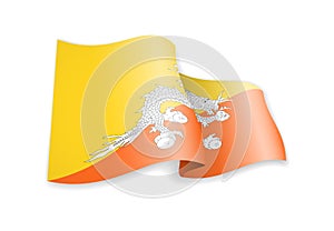 Bhutan flag in the wind. Flag on white vector illustration