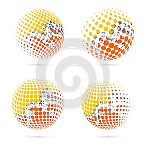 Bhutan halftone flag set patriotic vector design.