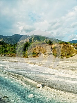 Bhutan hills view and small rivers.