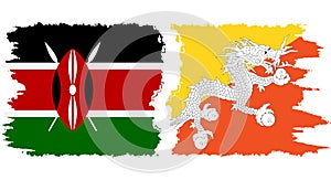 Bhutan and Kenya grunge flags connection vector