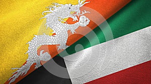 Bhutan and Kuwait two flags textile cloth, fabric texture