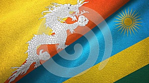 Bhutan and Rwanda two flags textile cloth, fabric texture